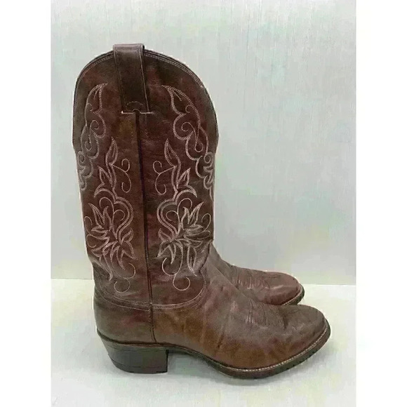 Justin Men’s Brown Leather Western Cowboy Boots Size US 10.5 D - Picture 7 of 10
